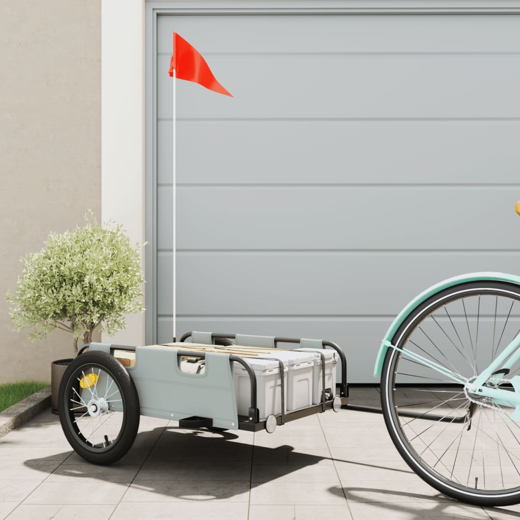 Cykeltrailer i oxfordstof og pulverlakeret jern - grå