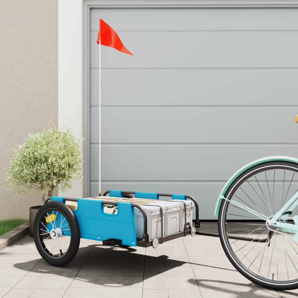 cykeltrailer oxfordstof og jern blå billede