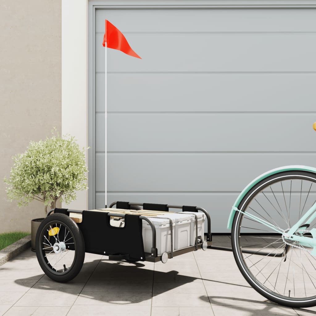 Cykeltrailer i oxfordstof og pulverlakeret jern - sort