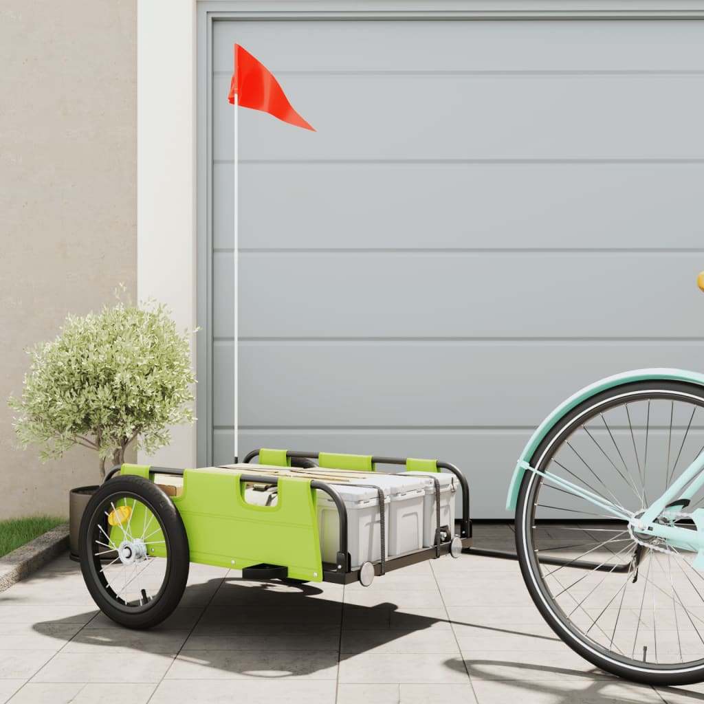 Cykeltrailer i oxfordstof og pulverlakeret jern - grøn