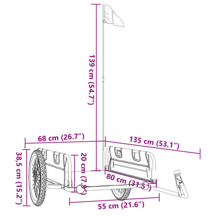 cykeltrailer oxfordstof og jern sort