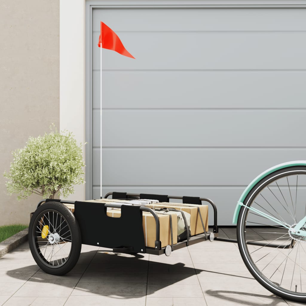 Cykeltrailer i oxfordstof og pulverlakeret jern - sort