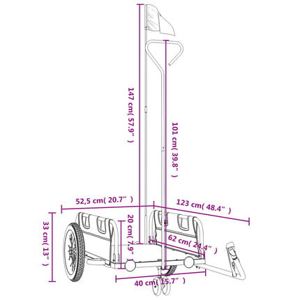 cykeltrailer oxfordstof og jern sort