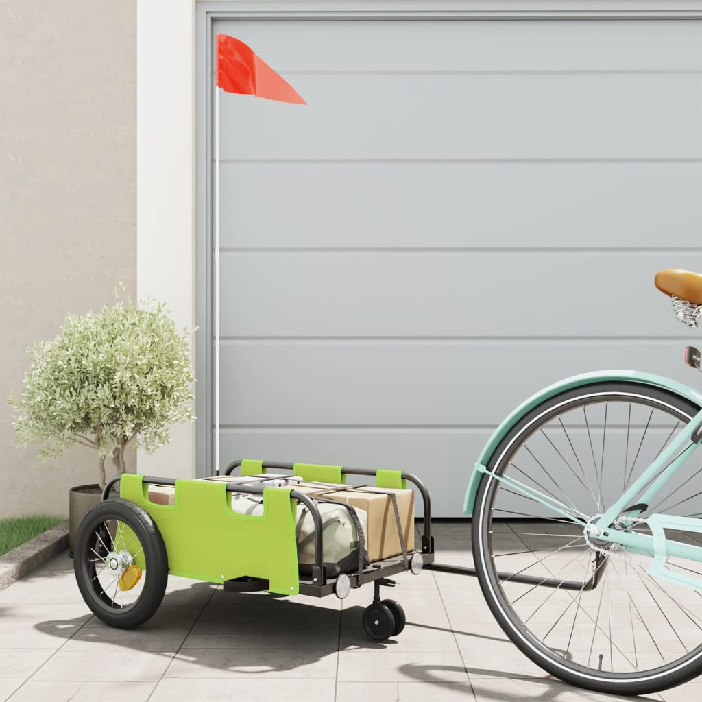 Cykeltrailer i oxfordstof og pulverlakeret jern - grøn