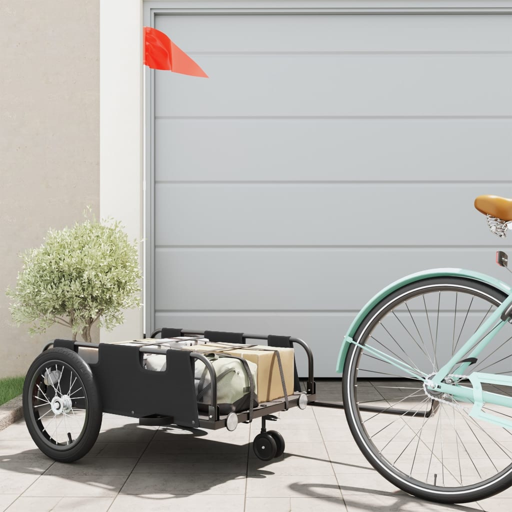 Cykeltrailer i oxfordstof og pulverlakeret jern - sort