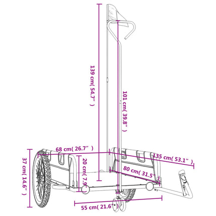 cykeltrailer oxfordstof og jern sort
