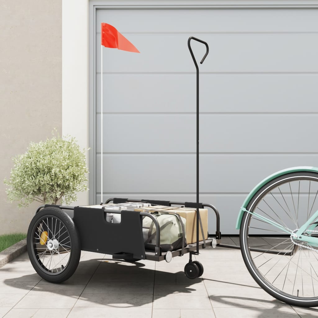 Cykeltrailer i oxfordstof og pulverlakeret jern - sort, 45 kg