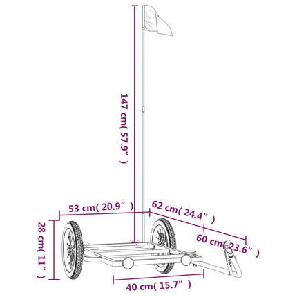cykelanhænger 122x53x28 cm jern sort
