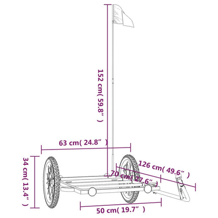 cykelanhænger 126x63x34 cm jern sort