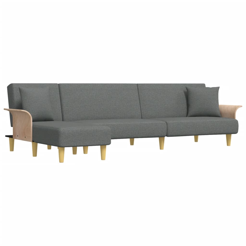 L-formet sovesofa 279x140x70 cm stof mørkegrå