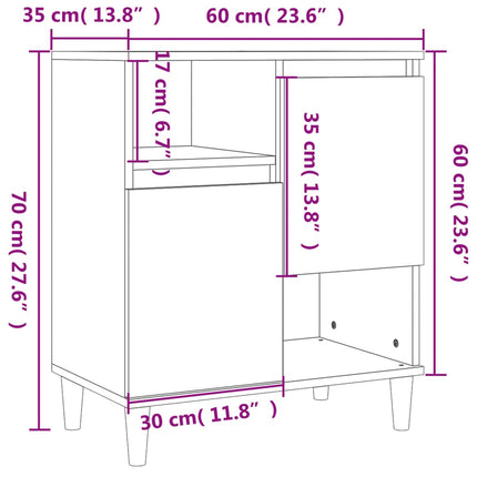 skænke 3 stk. 60x35x70 cm konstrueret træ røget egetræsfarve