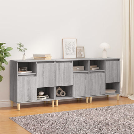 skænke 3 stk. 60x35x70 cm konstrueret træ grå sonoma-eg