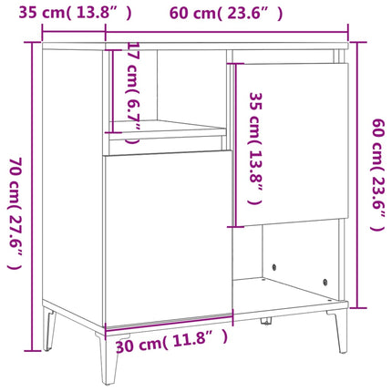 skænke 3 stk. 60x35x70 cm konstrueret træ røget egetræsfarve