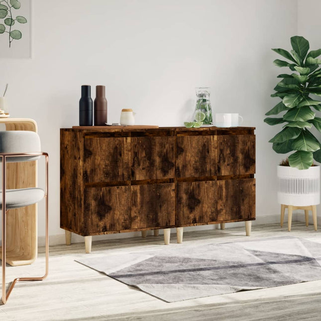 skænke 2 stk. 60x35x70 cm konstrueret træ røget egetræsfarve