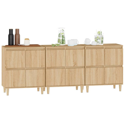 skænke 3 stk. 60x35x70 cm konstrueret træ sonoma-eg