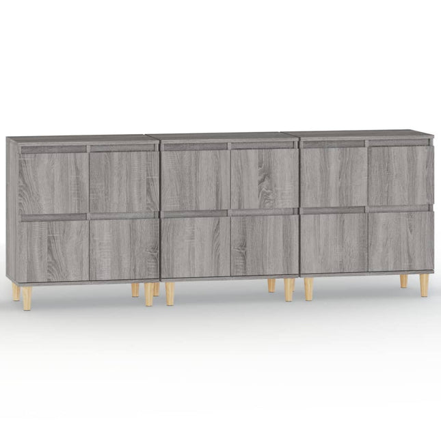 skænke 3 stk. 60x35x70 cm konstrueret træ grå sonoma-eg