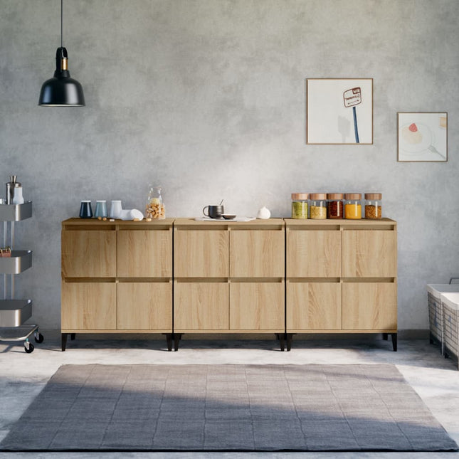 skænke 3 stk. 60x35x70 cm konstrueret træ sonoma-eg