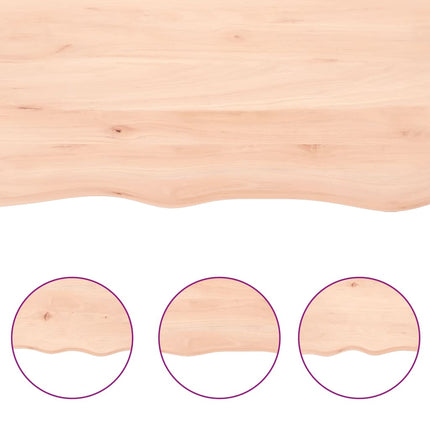 bordplade til badeværelse 40x60x(2-6) cm massivt træ ubehandlet