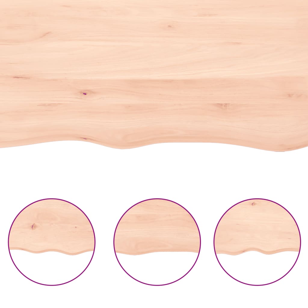 bordplade til badeværelse 80x30x(2-6) cm massivt træ ubehandlet