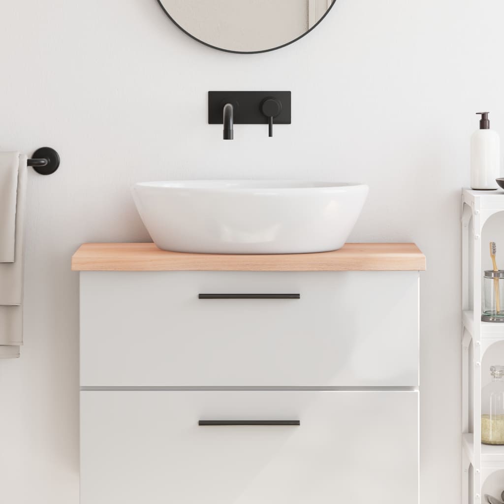bordplade til badeværelse 80x40x(2-4) cm massivt træ ubehandlet