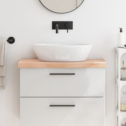 bordplade til badeværelse 80x40x(2-6) cm massivt træ ubehandlet
