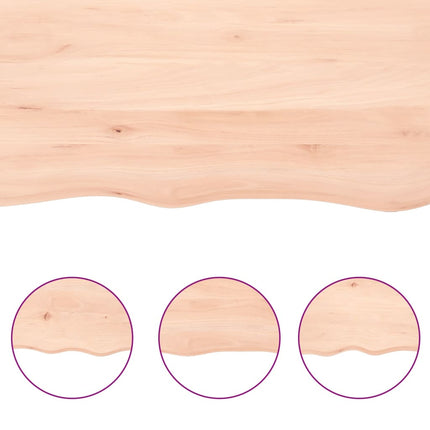 bordplade til badeværelse 80x50x(2-4) cm massivt træ ubehandlet
