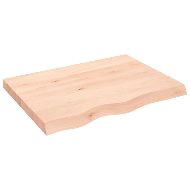 bordplade til badeværelse 80x60x(2-6) cm massivt træ ubehandlet