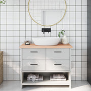 bordplade til badeværelse 100x30x(2-4)cm massivt træ ubehandlet