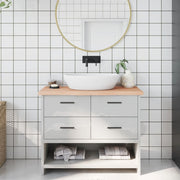 bordplade til badeværelse 100x40x(2-4)cm massivt træ ubehandlet