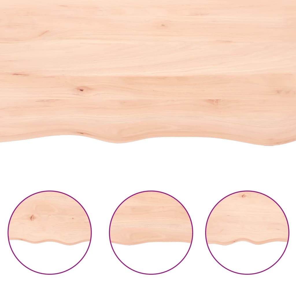 bordplade til badeværelse 100x50x(2-4)cm massivt træ ubehandlet