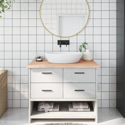 bordplade til badeværelse 100x50x(2-4)cm massivt træ ubehandlet