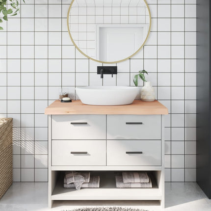 bordplade til badeværelse 100x50x(2-6)cm massivt træ ubehandlet
