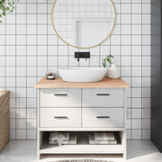 bordplade til badeværelse 100x60x(2-4)cm massivt træ ubehandlet