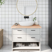 bordplade til badeværelse 100x60x(2-6)cm massivt træ ubehandlet