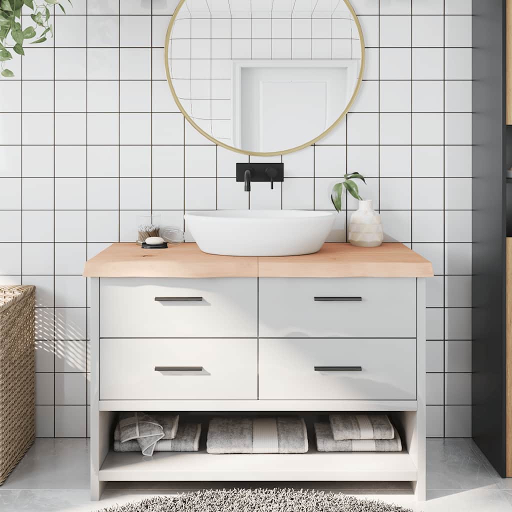 bordplade til badeværelse 120x60x(2-6)cm massivt træ ubehandlet