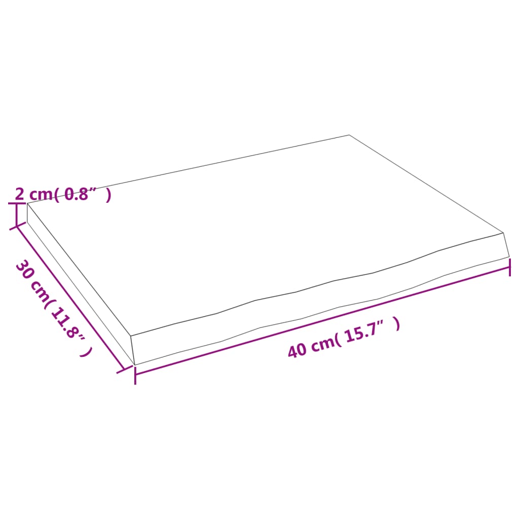 bordplade til badeværelse 40x30x2 cm massivt træ lysebrun