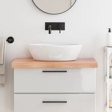 bordplade til badeværelse 80x50x(2-6) cm massivt træ lysebrun