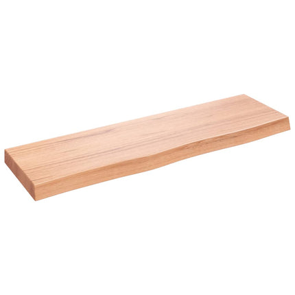 bordplade til badeværelse 100x30x(2-6) cm massivt træ lysebrun