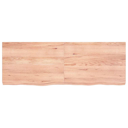 bordplade til badeværelse 140x50x(2-6) cm massivt træ lysebrun