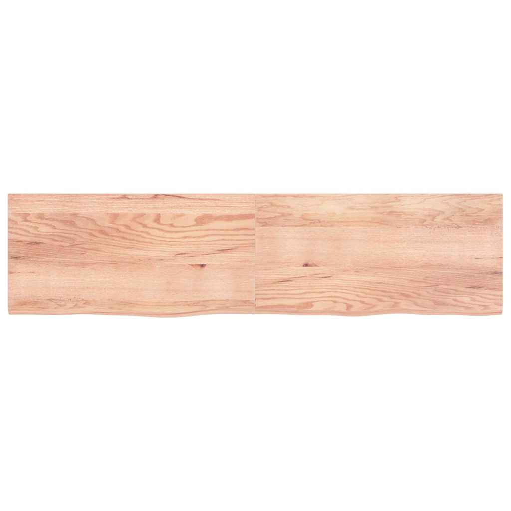 bordplade til badeværelse 200x50x(2-4) cm massivt træ lysebrun