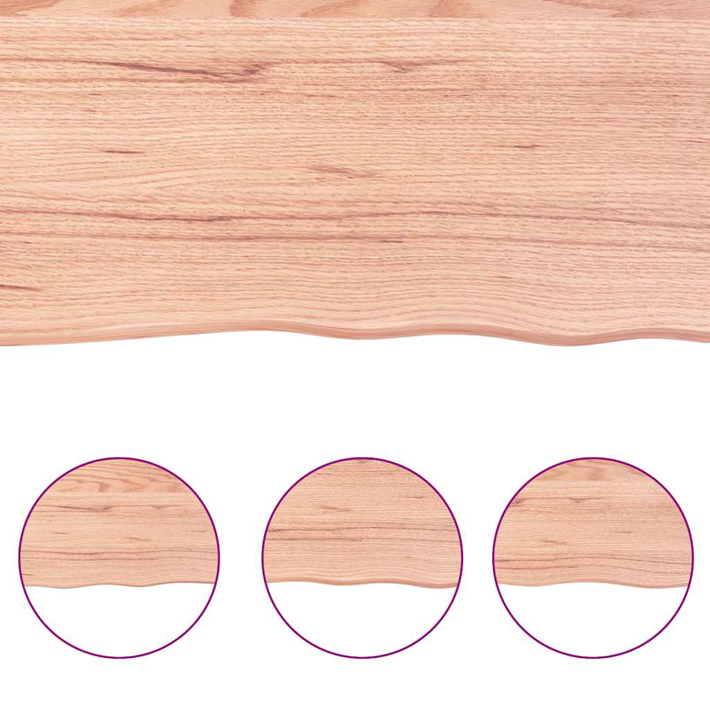 bordplade til badeværelse 200x50x(2-4) cm massivt træ lysebrun