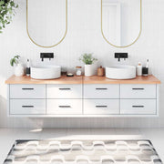 bordplade til badeværelse 200x50x(2-4) cm massivt træ lysebrun