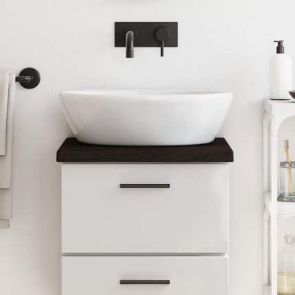 bordplade til badeværelse 40x30x(2-4) cm massivt træ mørkebrun