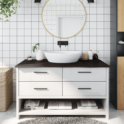 bordplade til badeværelse 100x60x2 cm massivt træ mørkebrun