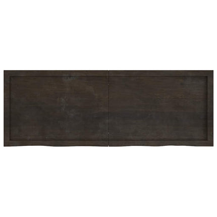 bordplade til badeværelse 140x50x(2-4) cm massivt træ mørkebrun