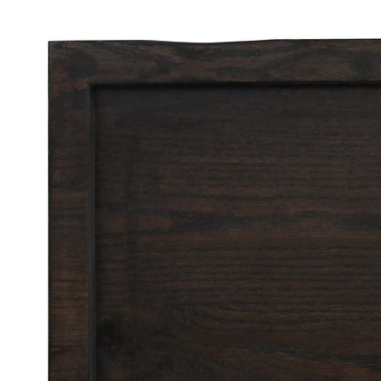 bordplade til badeværelse 140x50x(2-4) cm massivt træ mørkebrun