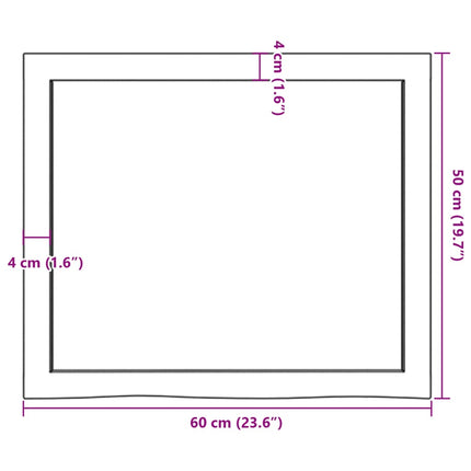 bordplade 60x50x(2-4) cm ubehandlet massivt egetræ