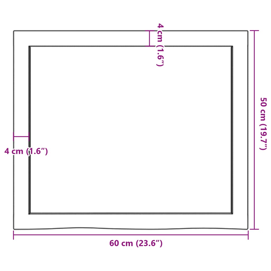 bordplade 60x50x(2-6) cm ubehandlet massivt egetræ