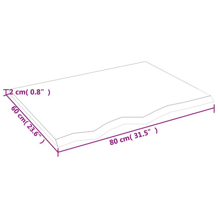 bordplade 80x60x2 cm ubehandlet massivt egetræ