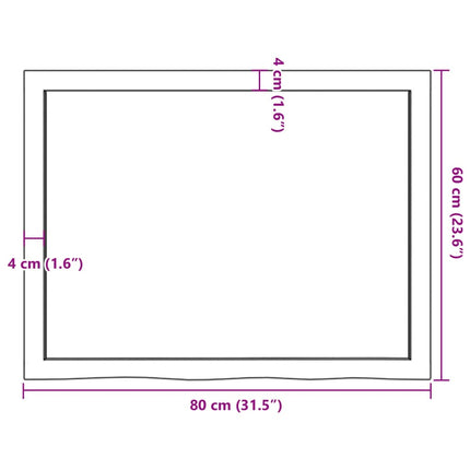bordplade 80x60x(2-6) cm ubehandlet massivt egetræ